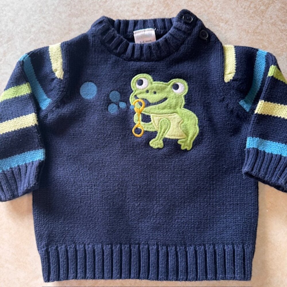 Gymboree Friendly Hoppy Frog Striped Sweater 3-6 months